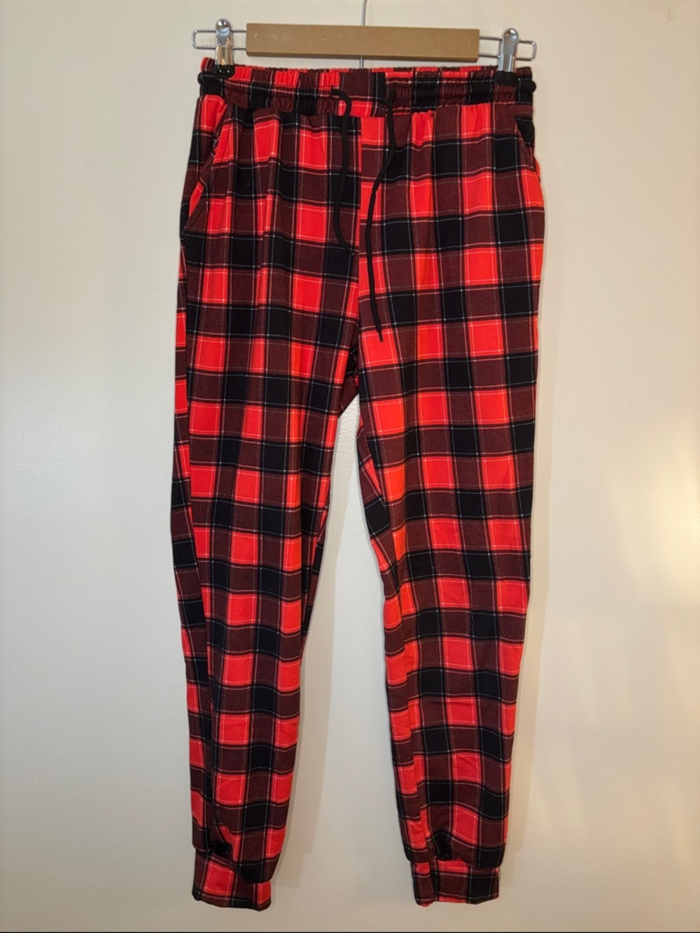 Red and Black Plaid Jogger Pants